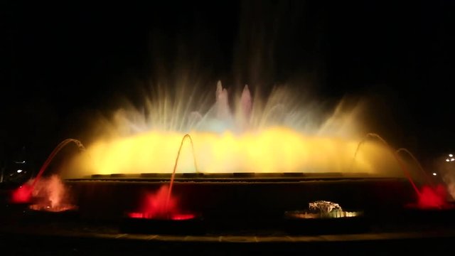 Magic Fountain of Montjuic in Barcelona at night