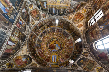 Fototapeta na wymiar The frescos in Baptistery of Duomo or The Cathedral of Santa Maria Assunta by Giusto de Menabuoi (1375-1376).