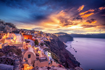  Old Town of Oia or Ia on the island Santorini - obrazy, fototapety, plakaty