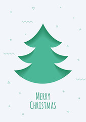 Christmas card with a green background in the style of the material design.