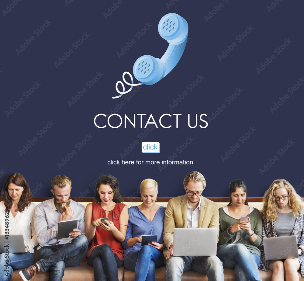 Poster Contact Us Customer Care Assistance Help Service Concept