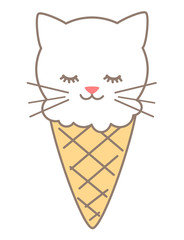 cute cartoon cat ice cream vector illustration isolated on white background

