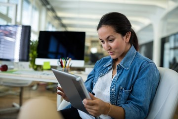 Female business using digital tablet