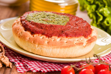 Calzone with walnuts and endive. 