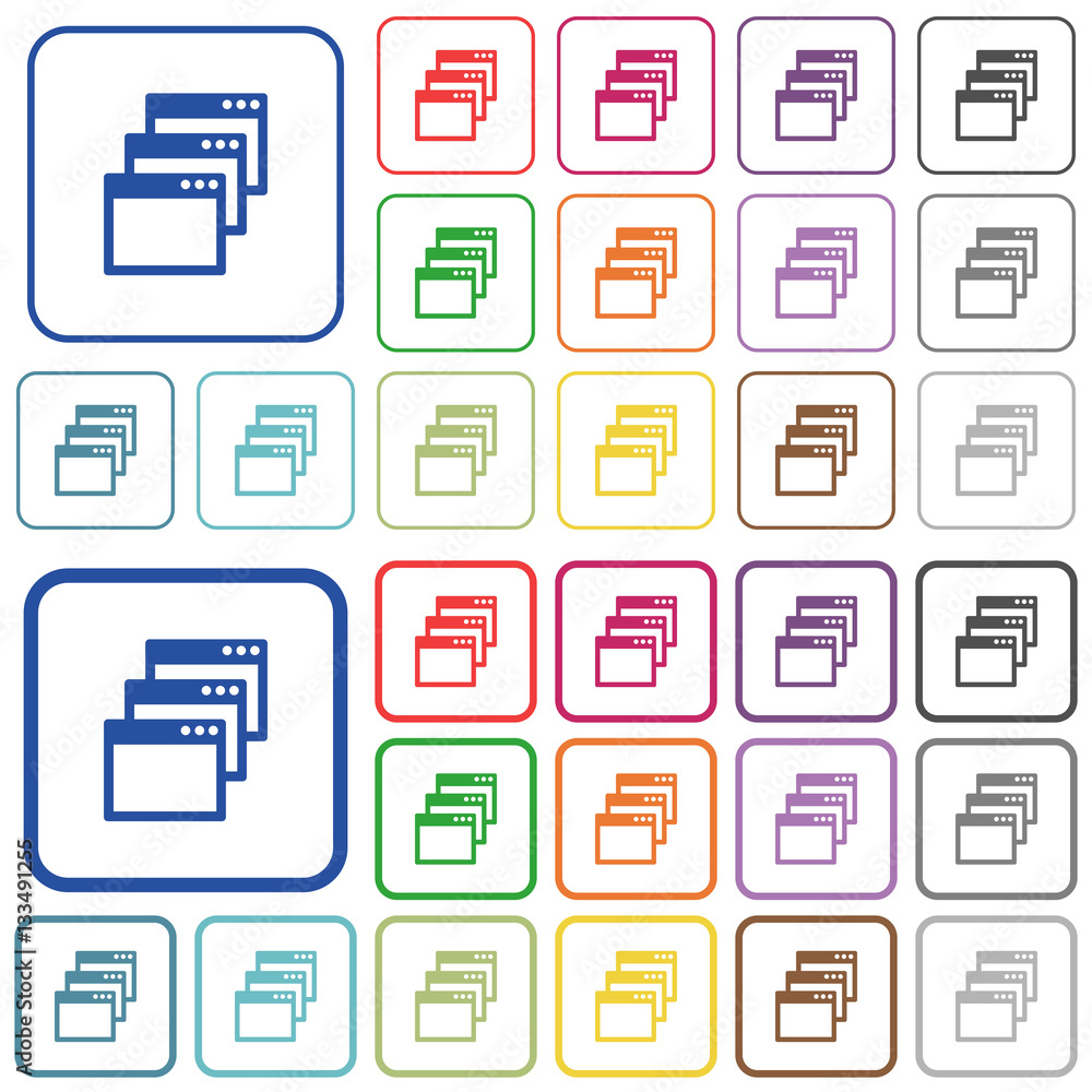 Aufkleber cascade window view mode outlined flat color icons