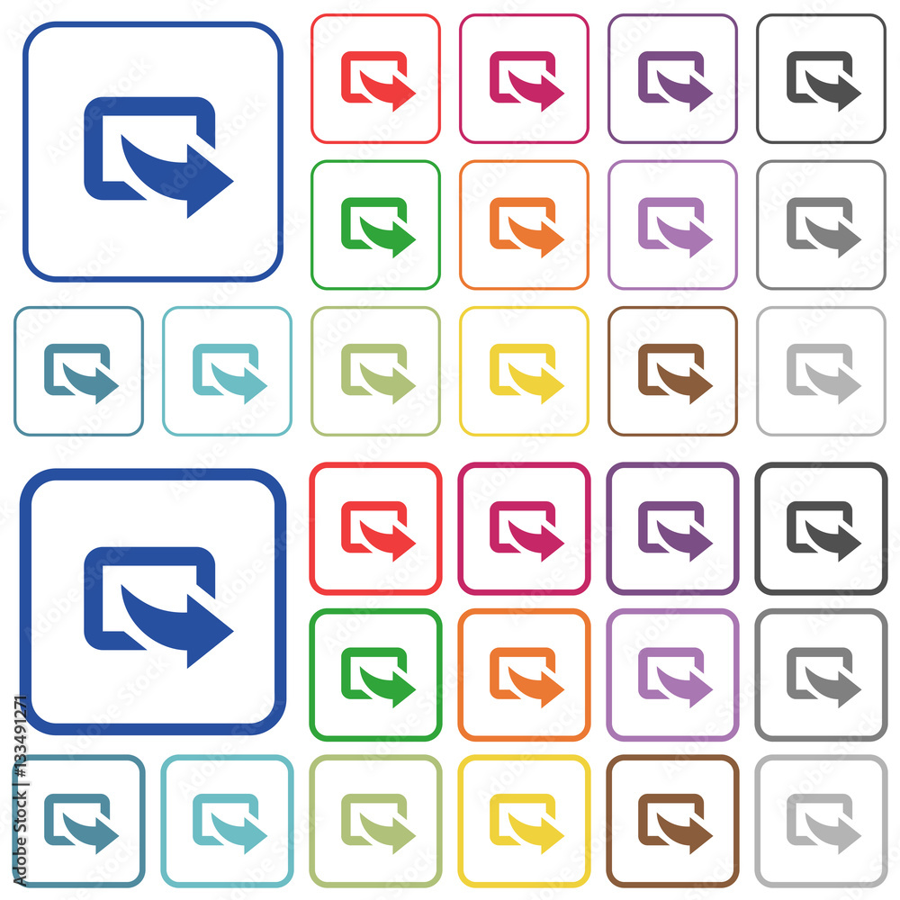 Poster export with bottom right arrow outlined flat color icons