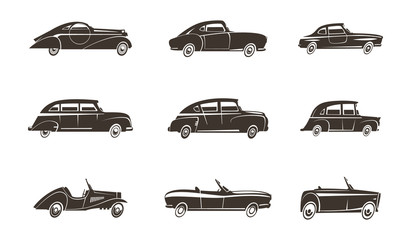 Retro Car Black Icons Collection 