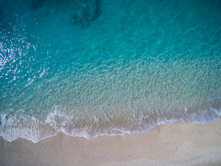 Aerial of the amazing Porto Katsiki beach in Lefkada island Greece