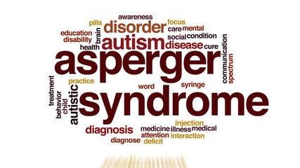 Asperger syndrome animated word cloud, text design animation. - Powered by Adobe