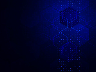 Blue technology background with hexagons. Vector illustration