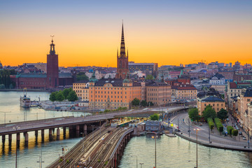 Stockholm. Image de paysage urbain de Stockholm, Suède pendant le coucher du soleil.