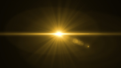 Lens Flare light over black background. Easy to add overlay or s