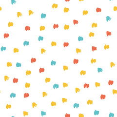 Seamless multicolored baby vector free hand doodle stains texture, dry brush ink art.