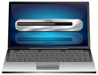 Laptop computer with Loading bar - 3D illustration