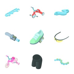Race bike icons set, cartoon style