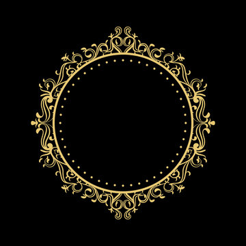 Elegant Circular Classic Decorative Floral Ornamental Vintage Swirl Frame Motif