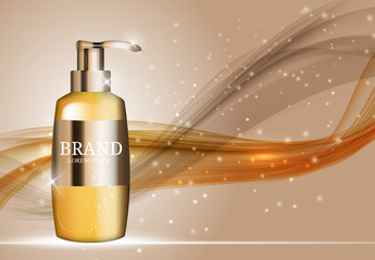 Naklejka premium Shower Gel Bottle Template for Ads or Magazine Background. 3D Re