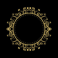 Elegant Circular Classic Decorative Floral Ornamental Vintage Swirl Frame Motif