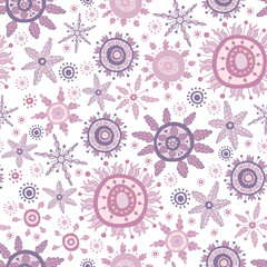 Seamless vintage pattern with lace ornate snowflakes