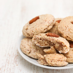 almond cookies on whuite dish