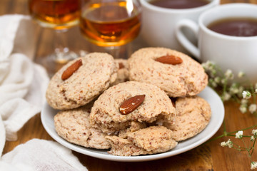 almond cookies on whuite dish