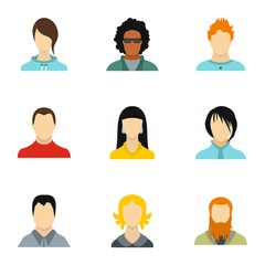 Avatar icons set, flat style