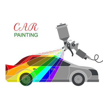 Car painting. Vector illustration isolated on white background.