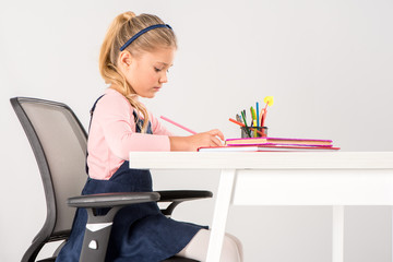 Schoolgirl doing homework