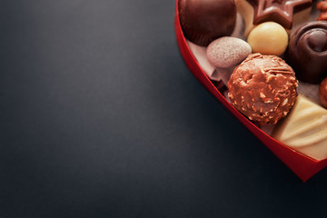 chocolate pralines in box