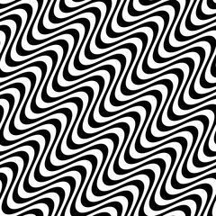 Vector seamless pattern. Modern stylish texture. Monochrome geometrical pattern. Wavy lines arranged diagonally.