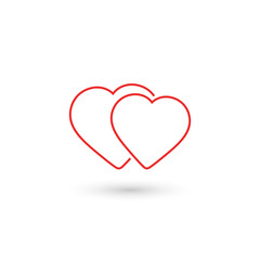 Two hearts icon outline, vector.
