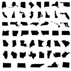 Icons States map. America states map icons on a white background