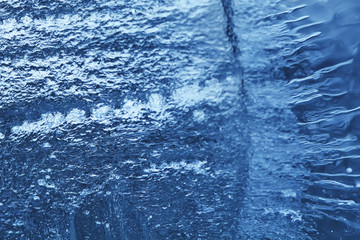Closeup of blue ice background. cold storage concept. soft focus photo
