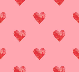polygonal red hearts