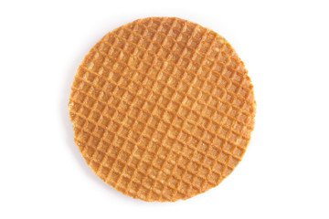 Dutch stroopwafel cookie on a white background