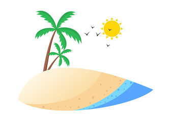 Tropical beach cartoon style illustration design