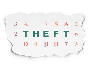 Obraz premium Safety concept: Theft on Torn Paper background