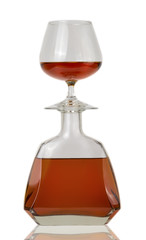 glass of cognac and a bottle