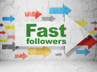 Finance concept: arrow with Fast Followers on grunge wall background