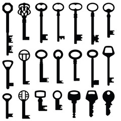 Key icon collection (old and new) - vector silhouette