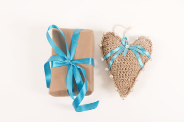 Christmas gifts in boxes and Christmas decorations