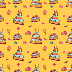 Birthday background on yellow