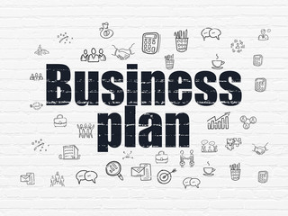 Finance concept: Business Plan on wall background