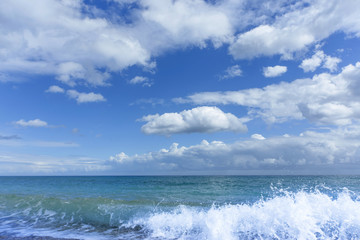 Beautiful sea paradise beach on a background of blue sky
