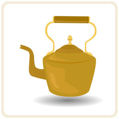 Brown tea kettle on a white background.