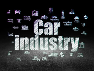 Manufacuring concept: Car Industry in grunge dark room