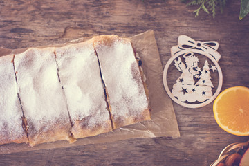 strudel and winter decor.