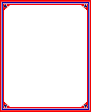 Patriotic frame in red and blue colors of the US flag.