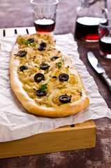 Open pie with onions