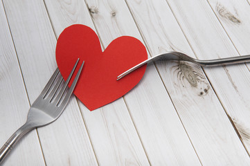 heart, cutlery, 